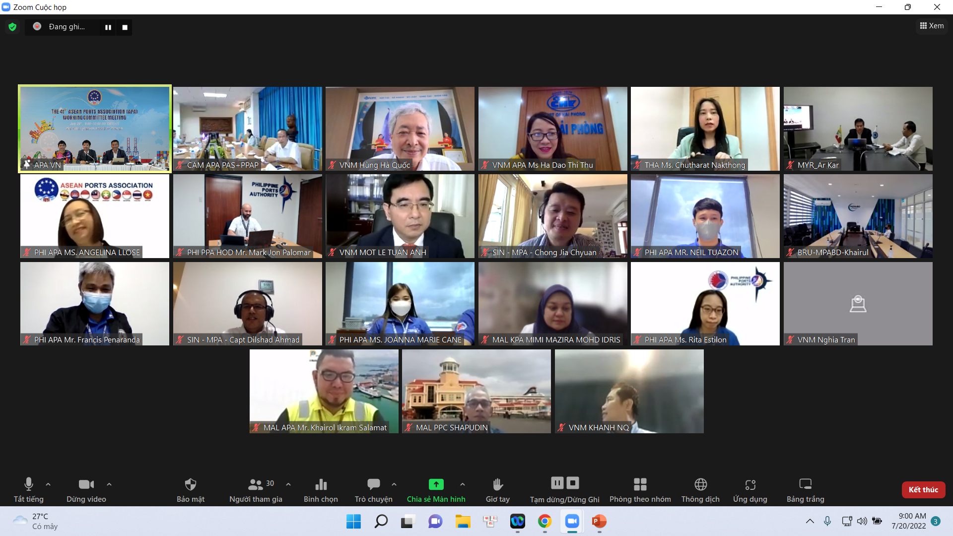 THE ASEAN PORTS ASSOCIATION (APA) CONDUCTS ITS 41st WORKING COMMITTEE MEETING (WCM) VIA ONLINE PLATFORM